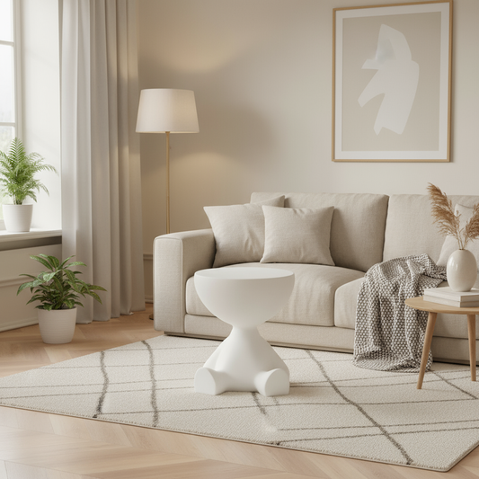 Tavolino laterale rotondo creativo in crema