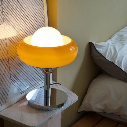 Vintage Bauhaus Tischlampe aus Gelb – Elegante Retro-Glaslampe für Stilvolle Beleuchtung-3